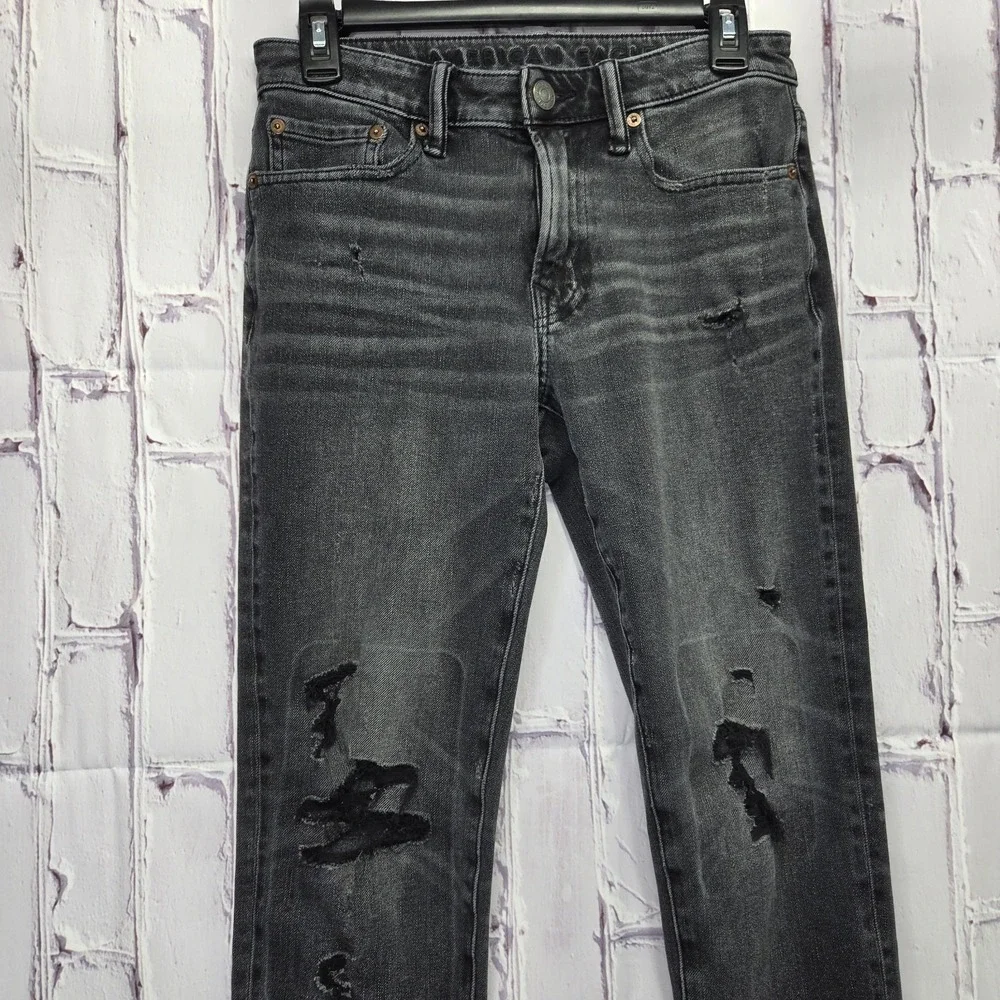 American Eagle AirFlex 360 Men's Size 29x30 Faded Black Distressed Skinny Jeans